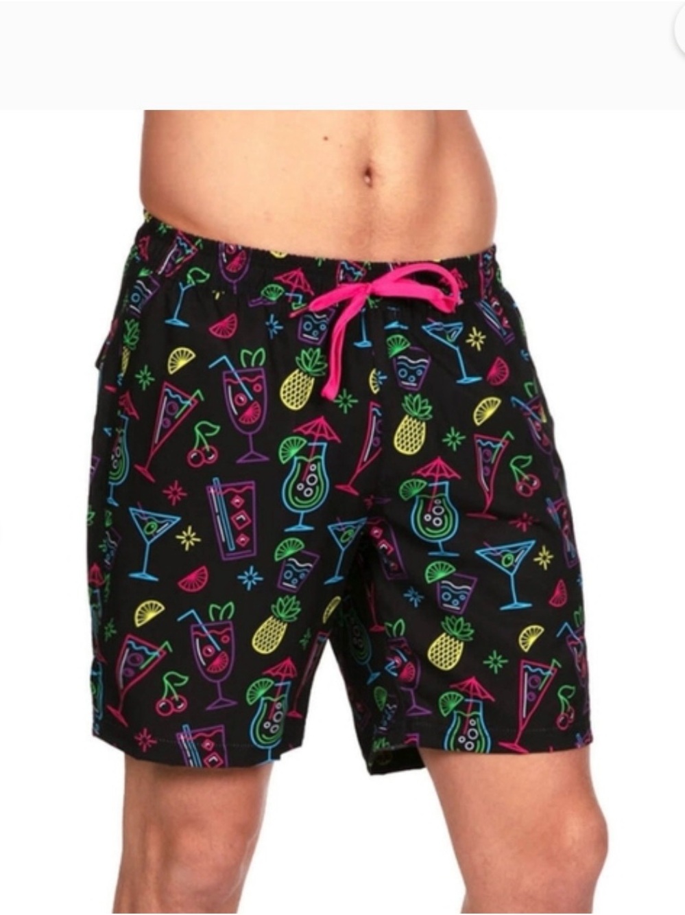 Tipsy Elves Men’s XL Black Swim Trunks Classic Fit Mesh Lined Pockets Quick Dry